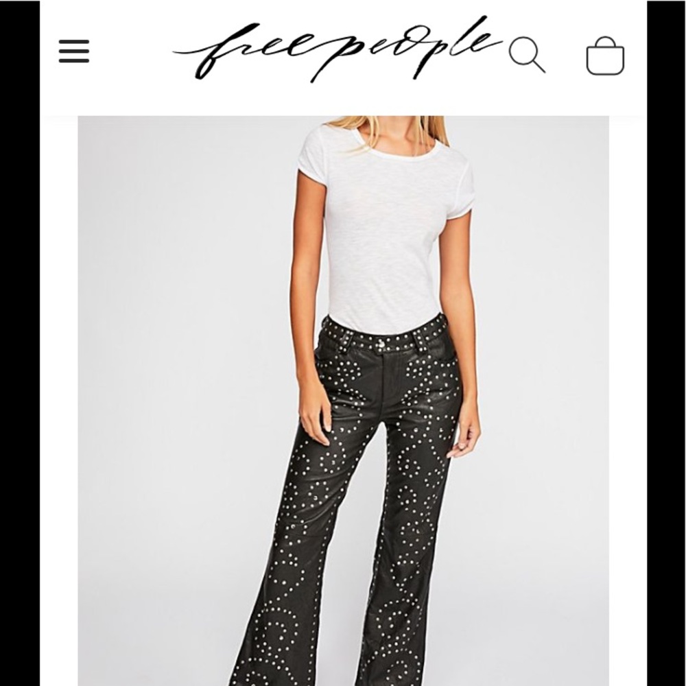 Free People studded leather flare pants